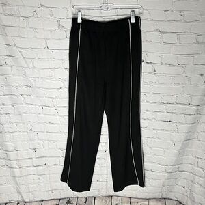 Black Women's Track Pants with White Side Piping